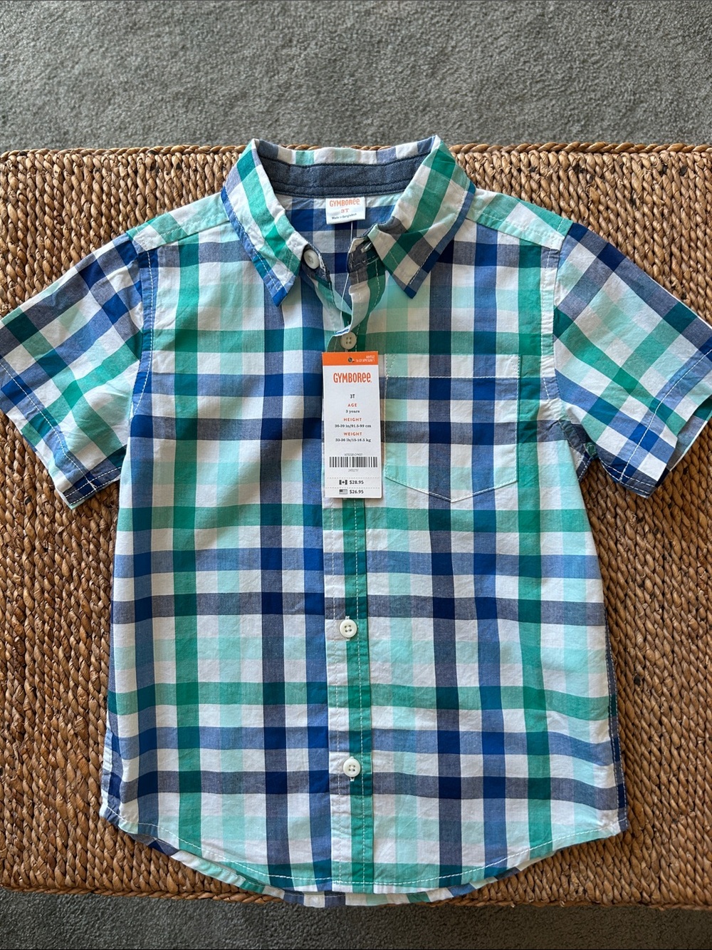 Gymboree Green & Blue Plaid Short-Sleeve Button-Down Shirt